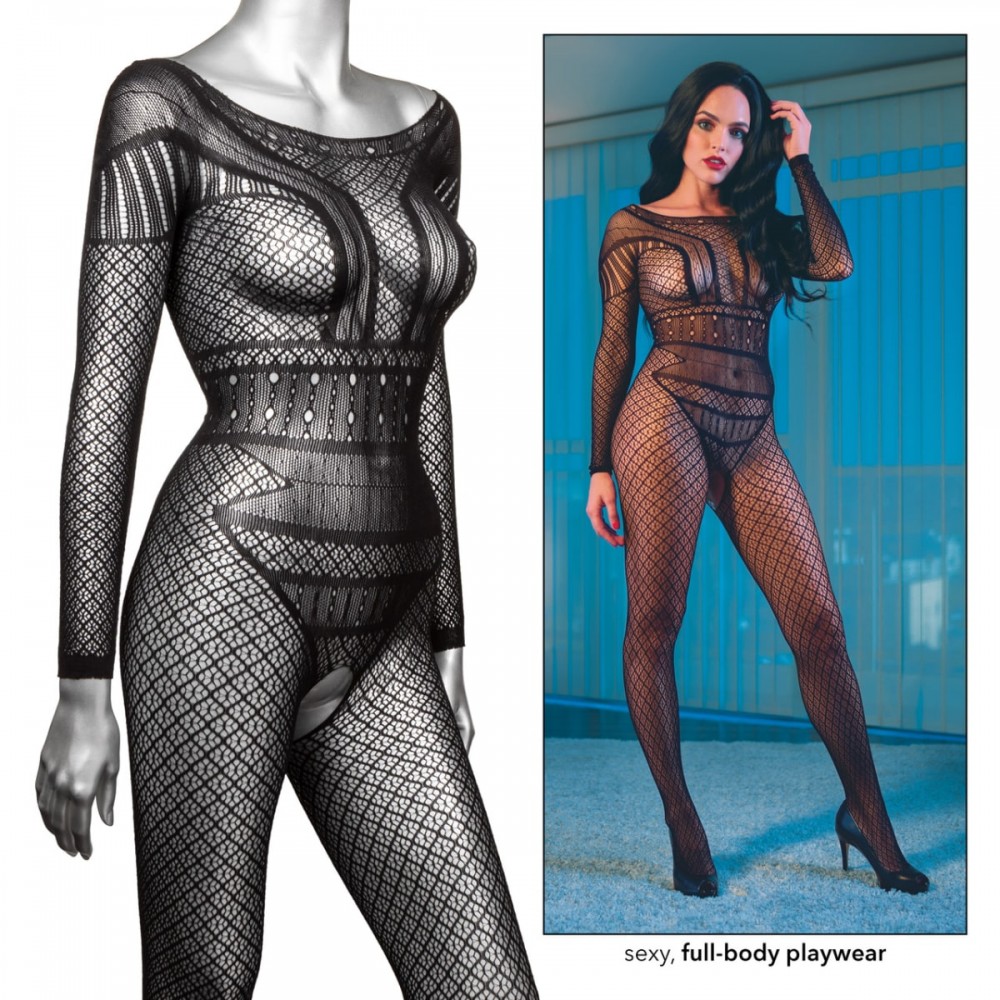 Разное - Сексуальный бодистокинг Scandal, O/S, кружевной с интимным вырезом, черный 2