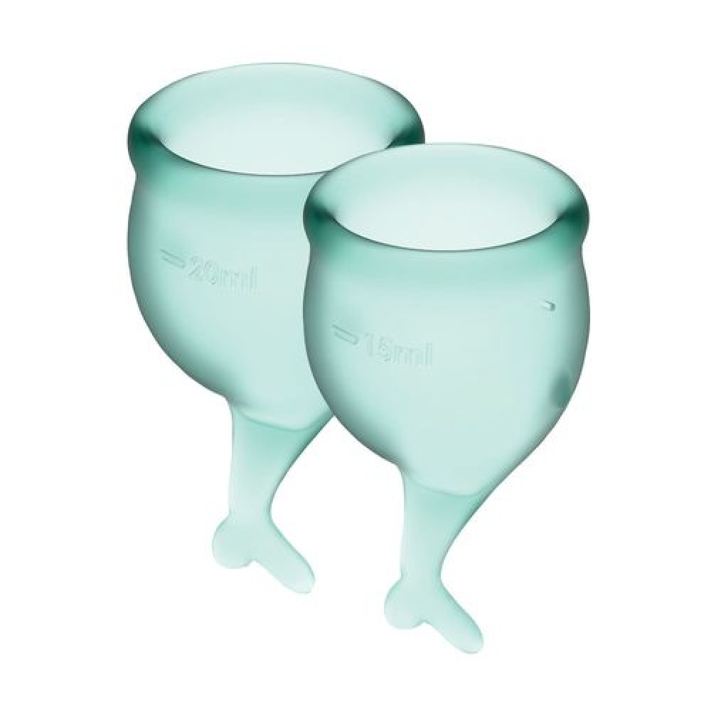 Менструальні чаші - Набір менструальних чаш Satisfyer Feel Secure (dark green), 15мл і 20мл, мішечок для зберігання