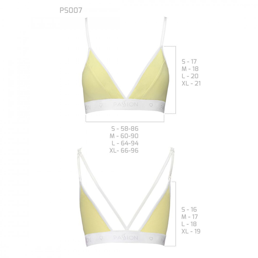 Эротические комплекты - Спортивный топ с двойными бретелями Passion PS007 TOP yellow, size L 1