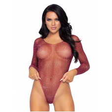 Боди Leg Avenue Crystalized fishnet bodysuit Burgundy One Size