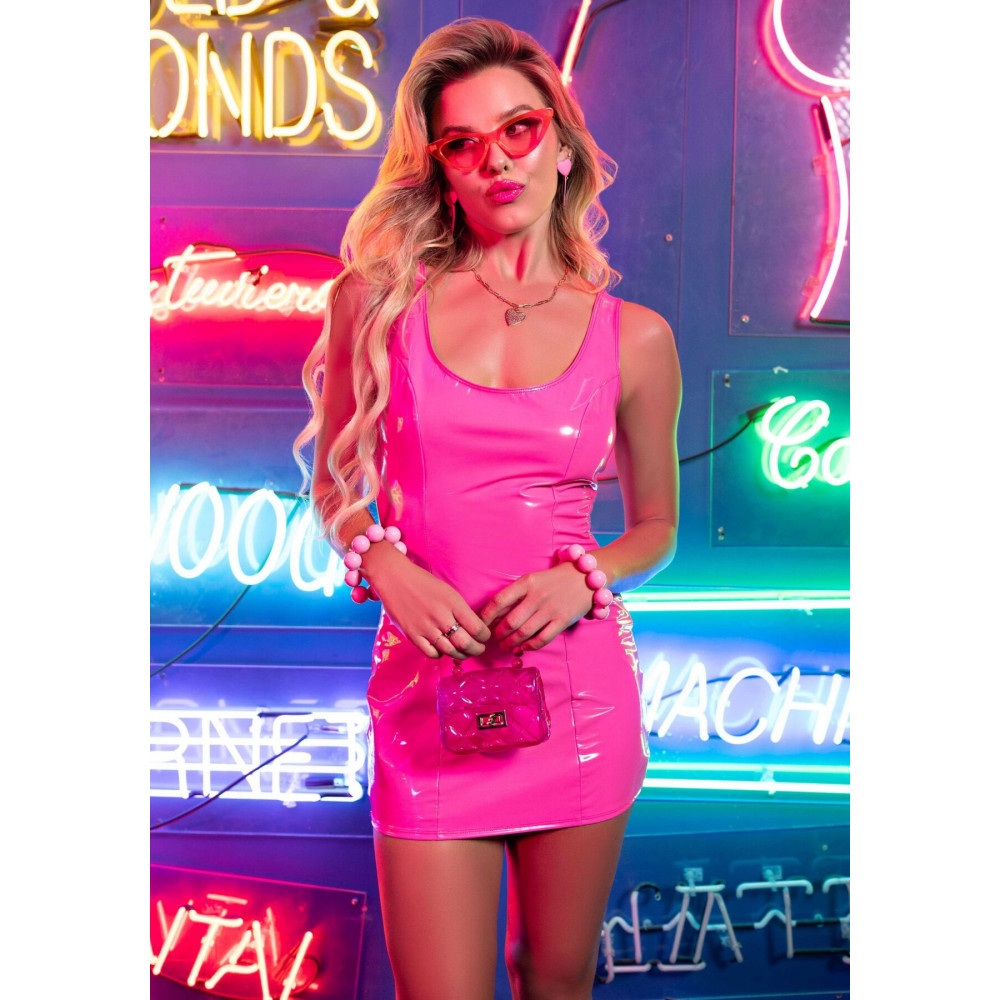 Сексуальные платья - Платье Leg Avenue Pink vinyl mini dress S 5