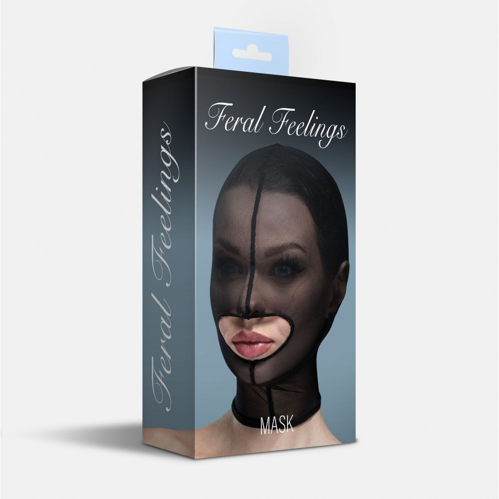 Маски - Маска сетка с открытым ртом Feral Feelings - Hood Mask Black 1