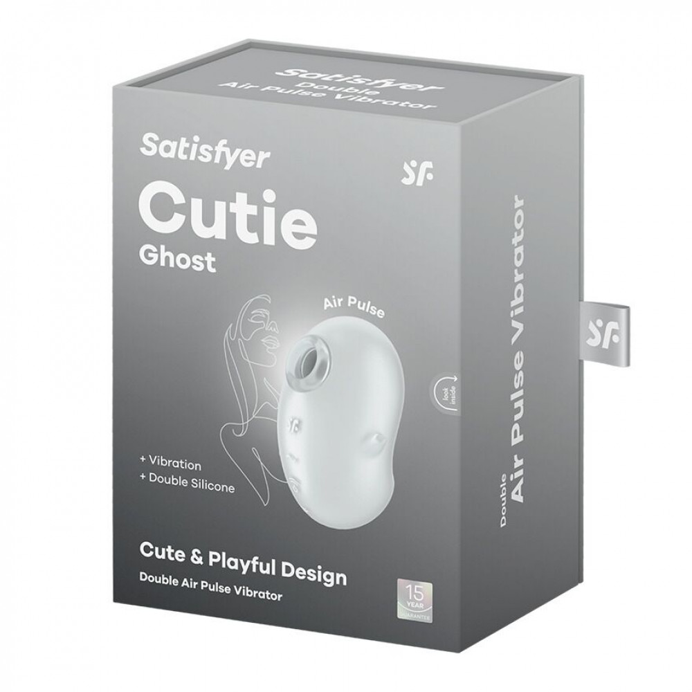 Вибраторы вакуумные - Вакуумный клиторальный стимулятор с вибрацией Satisfyer Cutie Ghost White 4