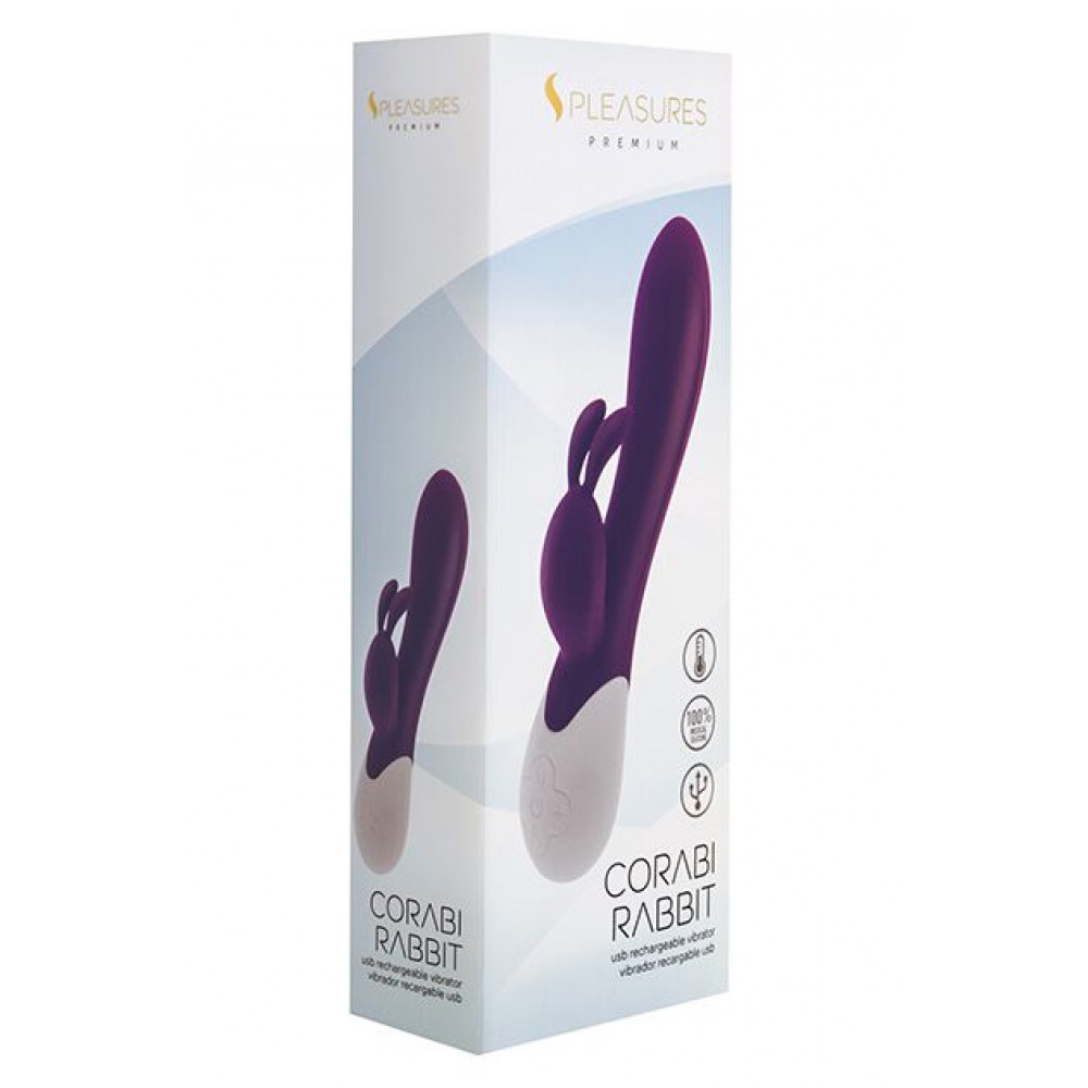 Вибратор-кролик - Вибратор-кролик S Pleasures Premium Corabi Rabbit, фиолетовый, ушки для клитора, 16 режимов, нагрев 2