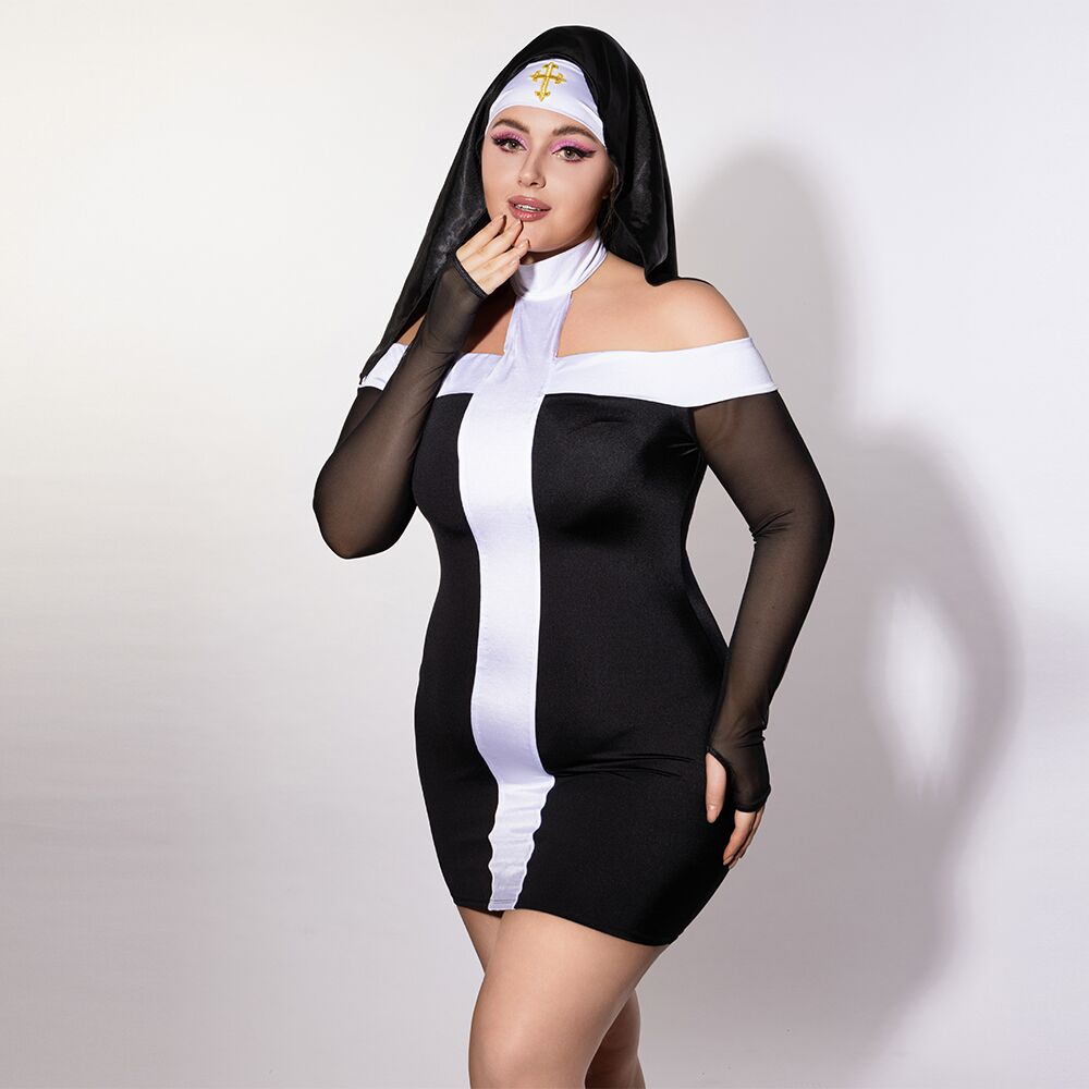 Ролевые костюмы - Эротический костюм монашки JSY P61130 Plus Size 4