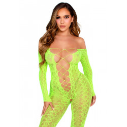 Бодистокинг Leg Avenue Crotchless Footless Lingerie Bodystocking One Size Neon Green