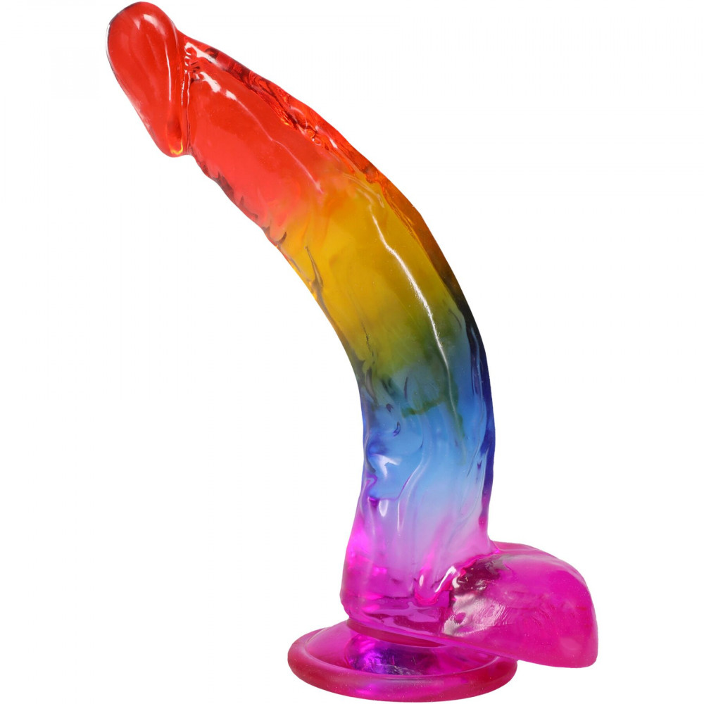 Фалоімітатор - Фалоімітатор Doc Johnson Crystal Jellies - 9.5 Inch Dildo - Rainbow 1