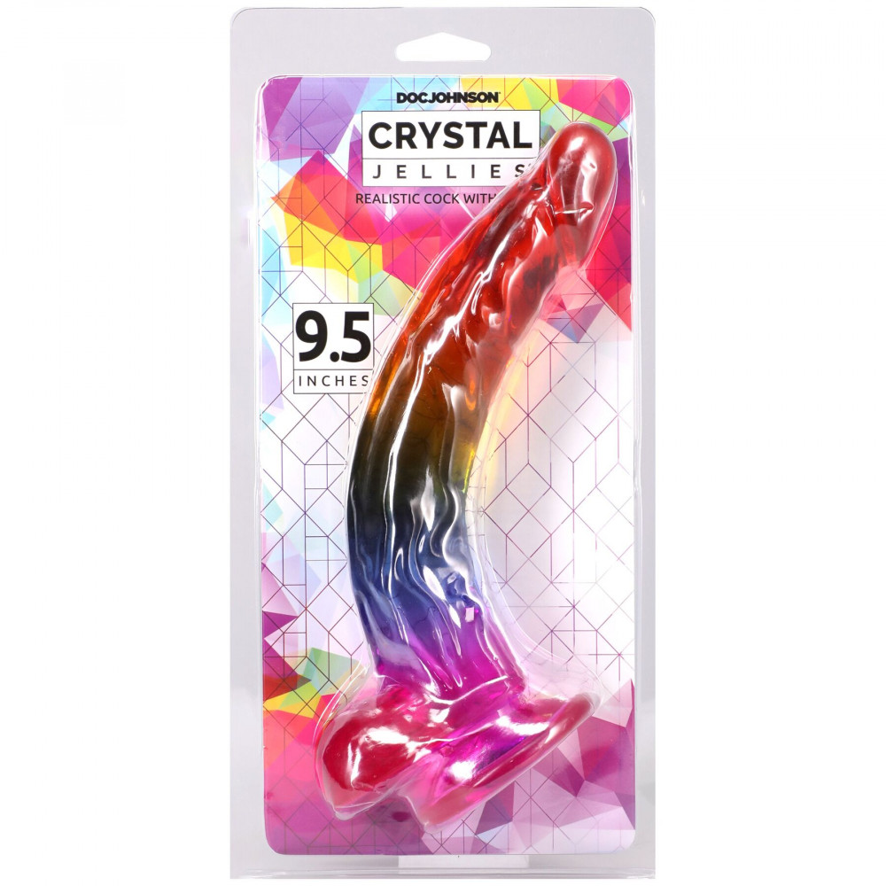 Фалоімітатор - Фалоімітатор Doc Johnson Crystal Jellies - 9.5 Inch Dildo - Rainbow 4
