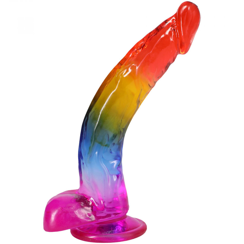 Фалоімітатор - Фалоімітатор Doc Johnson Crystal Jellies - 9.5 Inch Dildo - Rainbow