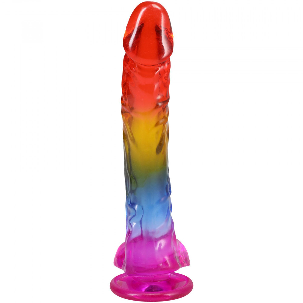 Фалоімітатор - Фалоімітатор Doc Johnson Crystal Jellies - 9.5 Inch Dildo - Rainbow 3