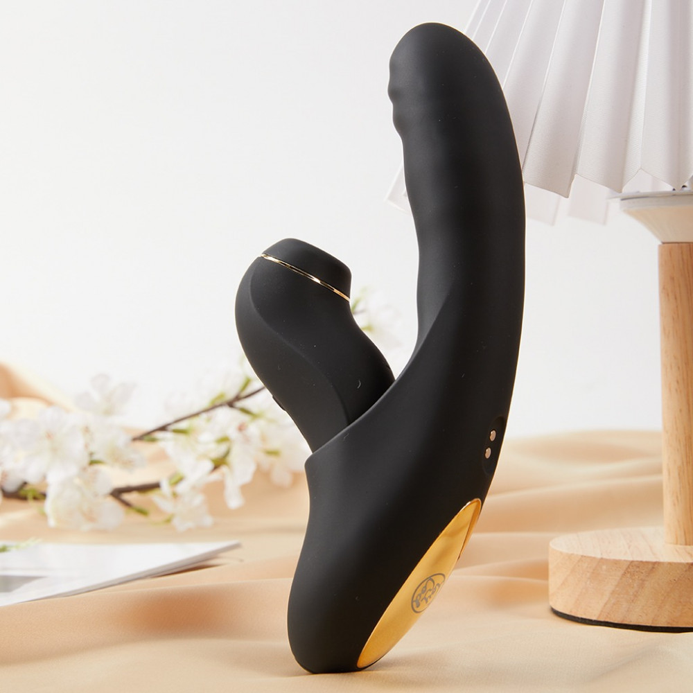  - Смарт вібратор для стимуляції клітора з фрикціями BeYourLover Fatima та змінною насадкою, чорний 4