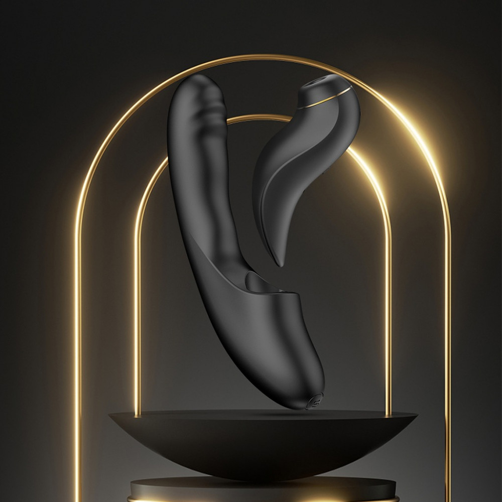  - Смарт вібратор для стимуляції клітора з фрикціями BeYourLover Fatima та змінною насадкою, чорний 1