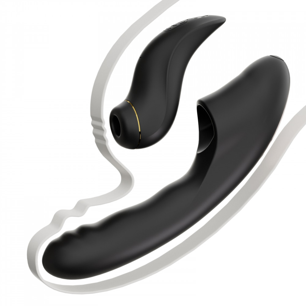  - Смарт вібратор для стимуляції клітора з фрикціями BeYourLover Fatima та змінною насадкою, чорний 5