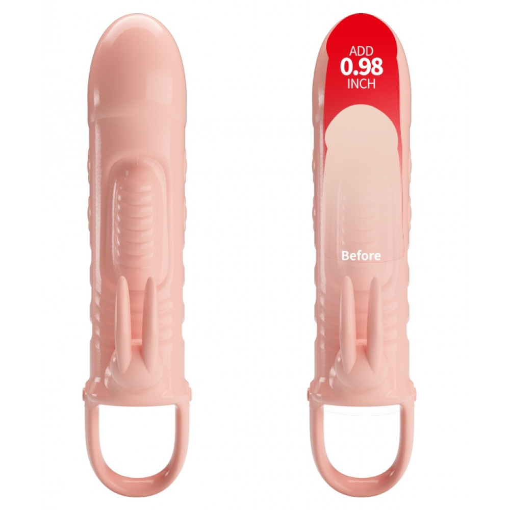 - УЦІНКА - Подовжуюча насадка з вібростимуляцією (на 2,5 см) PRETTY LOVE - PENIS SLEEVE Sloane, BI-026243 2