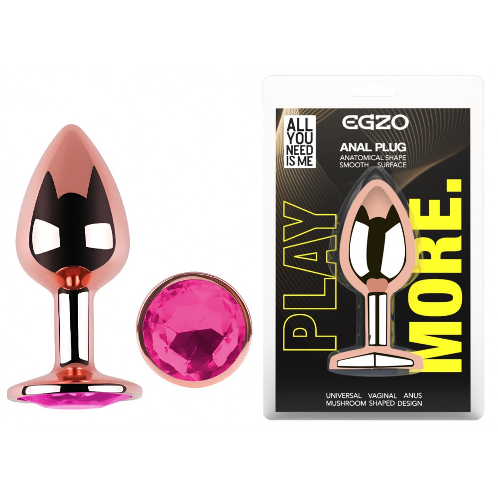 - Анальна пробка з кристалом EGZO - Rose Gold Round Plug Rose size M