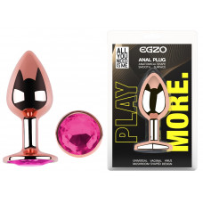 Анальна пробка з кристалом EGZO - Rose Gold Round Plug Rose size M