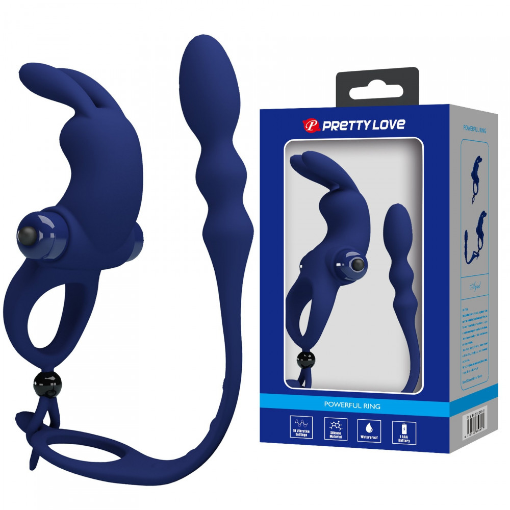 Різне - Ерекційне вібро кільце з анальним стимулятором Pretty Love - Powerful ring, BI-210213-3
