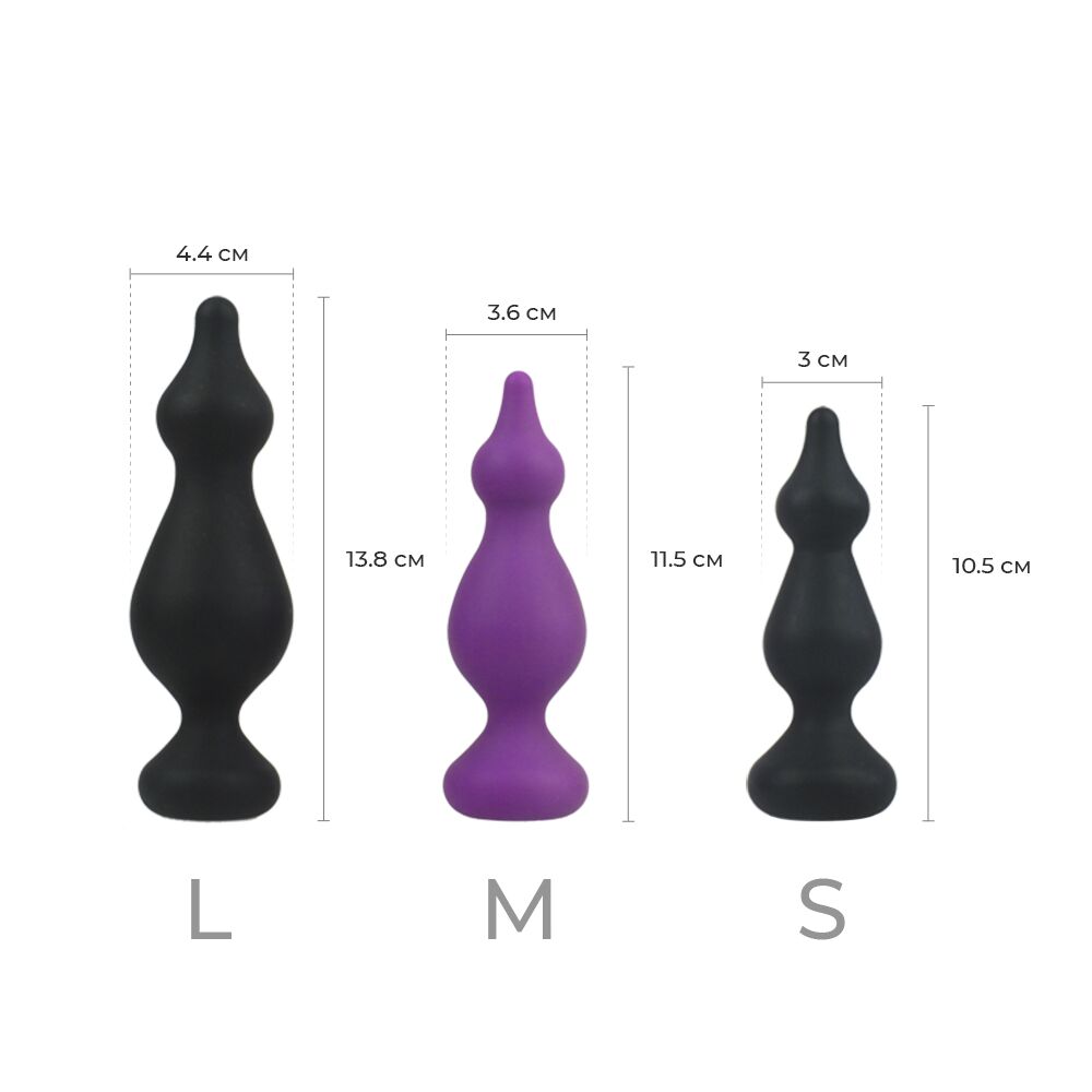 Анальная пробка - Анальная пробка Adrien Lastic Amuse Medium Purple (M) с двумя переходами, макс. диаметр 3,6 см 1