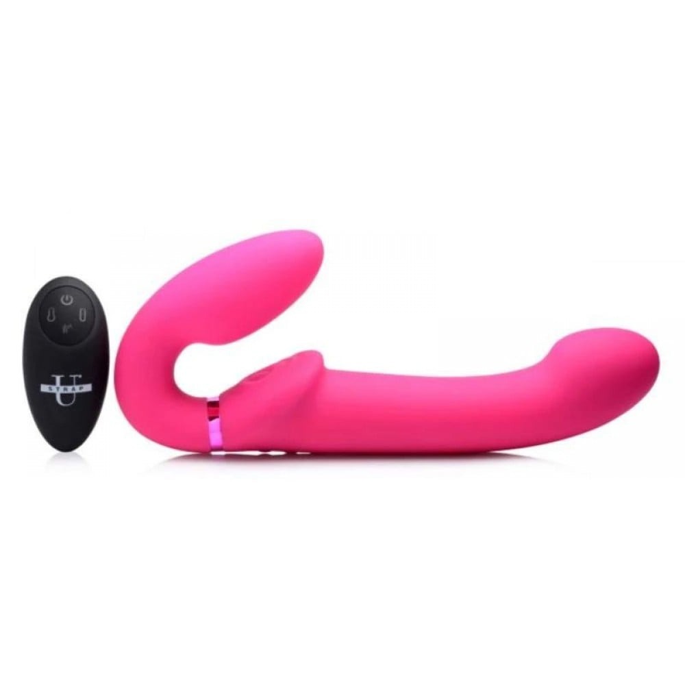 Женские страпоны - Страпон безременный с вибрацией G-Pulse с дистанционным пультом, розовый