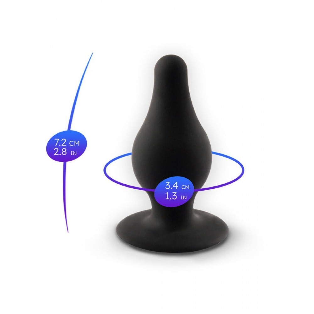 Анальные игрушки без вибрации - Анальная пробка термореактивная Silexd Plug Model 2 конической формы, черная, S 3