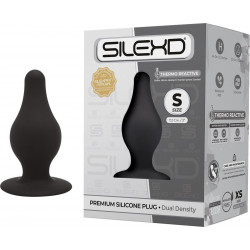 Анальная пробка термореактивная Silexd Plug Model 2 конической формы, черная, S