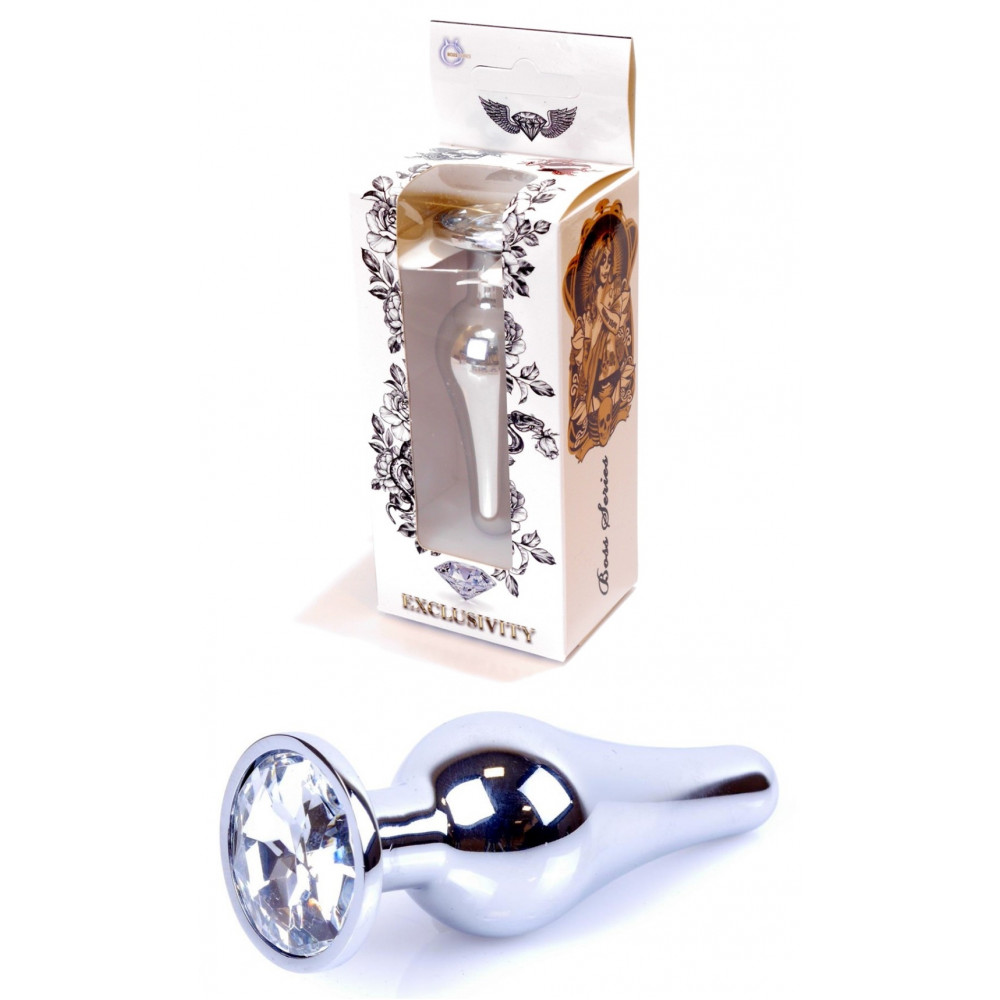 Анальные игрушки без вибрации - Анальная пробка Boss Series - Jewellery Silver BUTT PLUG Clear, BS6400075