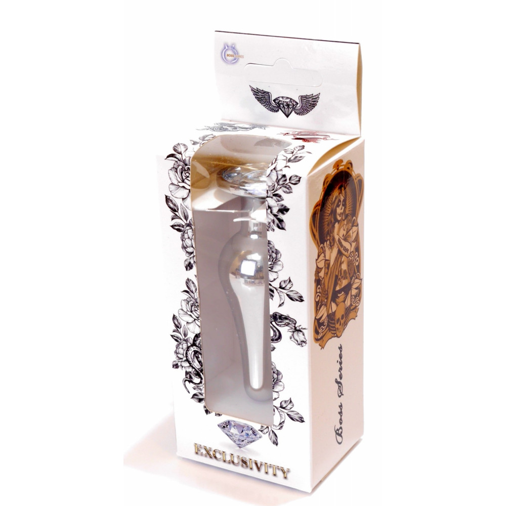 Анальные игрушки без вибрации - Анальная пробка Boss Series - Jewellery Silver BUTT PLUG Clear, BS6400075 7
