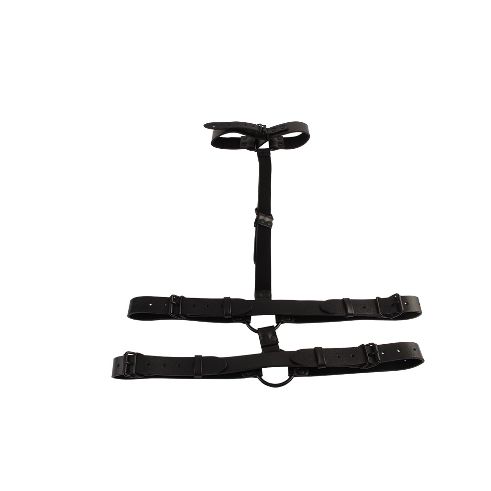 Наручники и ограничения - Бондаж-портупея Chisa BEHAVE! Luxury Fetish с ошейником, черная 2