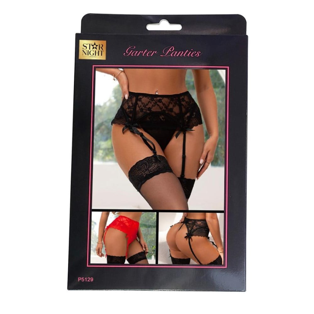 Разное - Кружевной пояс для чулков Star Night с трусиками в комплекте, красный 4