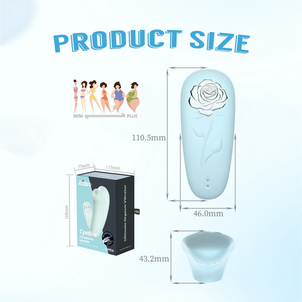 Вакуумный вибратор - Cтимулятор с пульсацией Chisa Kissen Cynthia для клитора, мятный 9