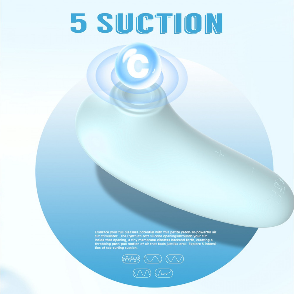 Вакуумный вибратор - Cтимулятор с пульсацией Chisa Kissen Cynthia для клитора, мятный 6