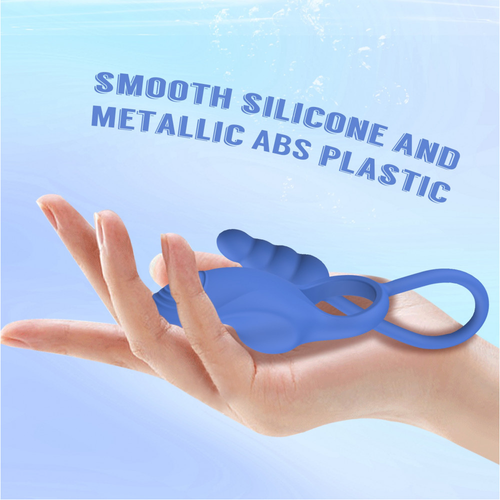 Разное - Эрекционное кольцо с анальным плагом Chisa Kissen Dally вибрирующее, синее 10