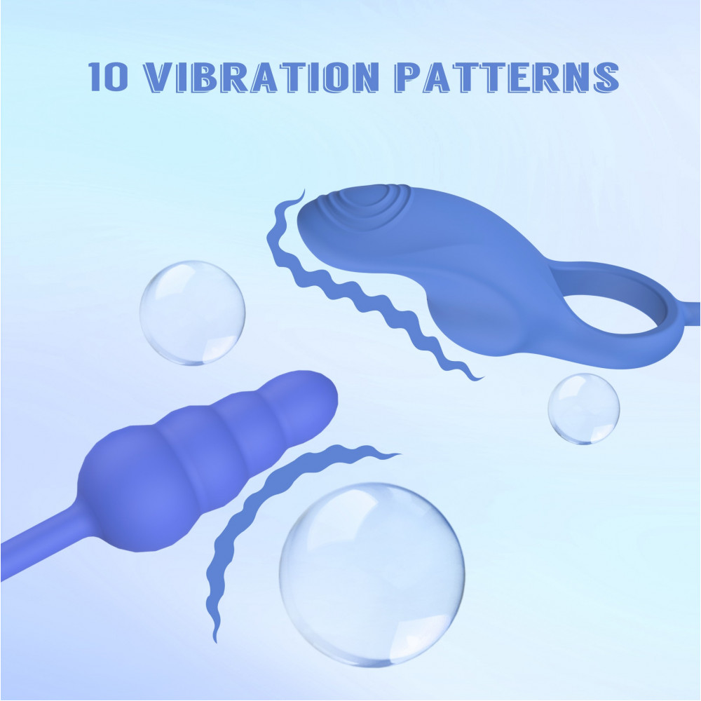 Разное - Эрекционное кольцо с анальным плагом Chisa Kissen Dally вибрирующее, синее 4