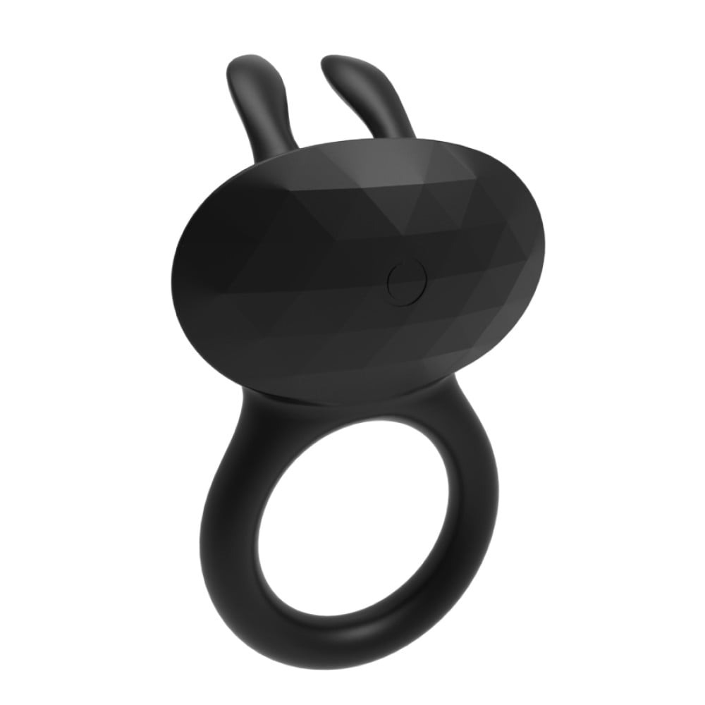  - Ерекційне віброкільце Every Night Toys Diamond The Duke з вушками для клітора, чорне