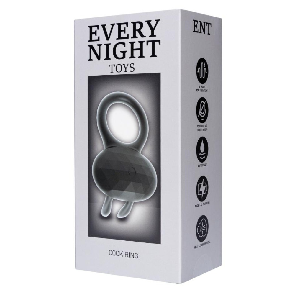  - Ерекційне віброкільце Every Night Toys Diamond The Duke з вушками для клітора, чорне 5