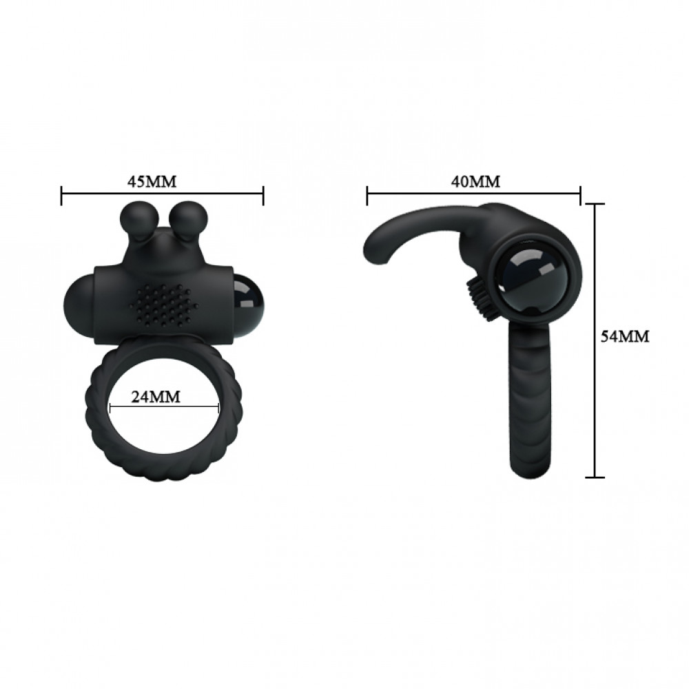 Эрекционные кольца с вибрацией - Эрекционное виброкольцо Pretty Love, черное, силикон 1