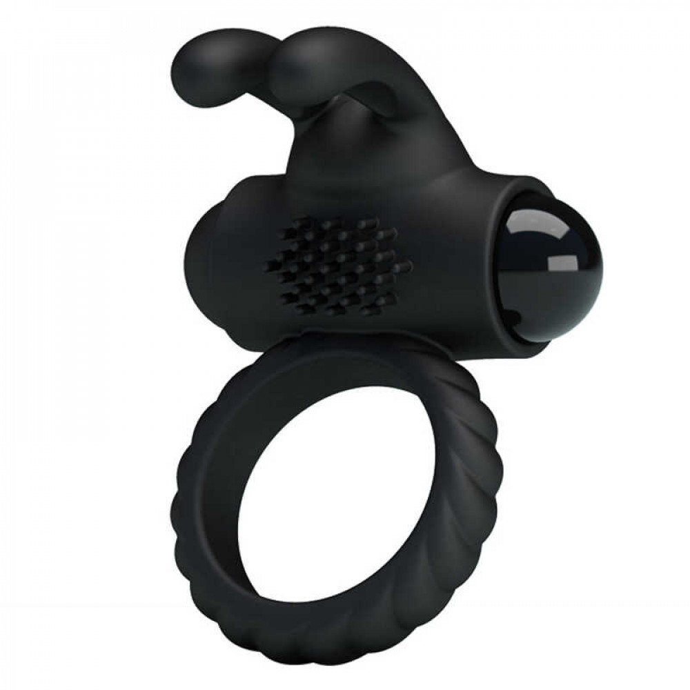 Эрекционные кольца с вибрацией - Эрекционное виброкольцо Pretty Love, черное, силикон 7