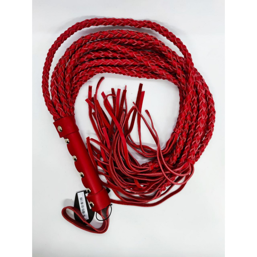 БДСМ игрушки - Флоггер натуральная кожа DS Fetish Leather flogger red 1