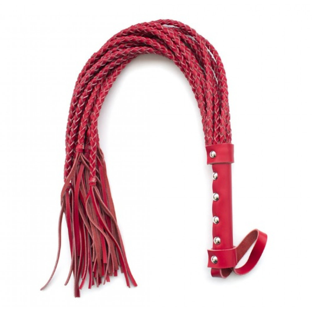 БДСМ игрушки - Флоггер натуральная кожа DS Fetish Leather flogger red