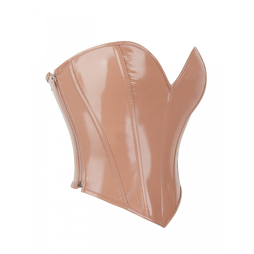 Різне - Корсет Star Night з лакованої шкіри, на шнурівці, бежевий, M (без коробки) 8