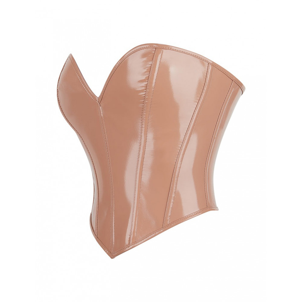 Різне - Корсет Star Night з лакованої шкіри, на шнурівці, бежевий, M (без коробки) 7