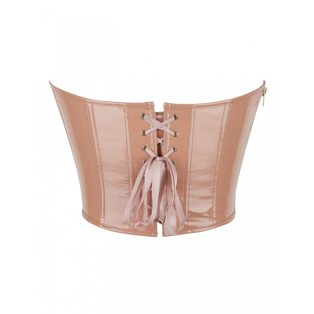 Різне - Корсет Star Night з лакованої шкіри, на шнурівці, бежевий, M (без коробки) 9