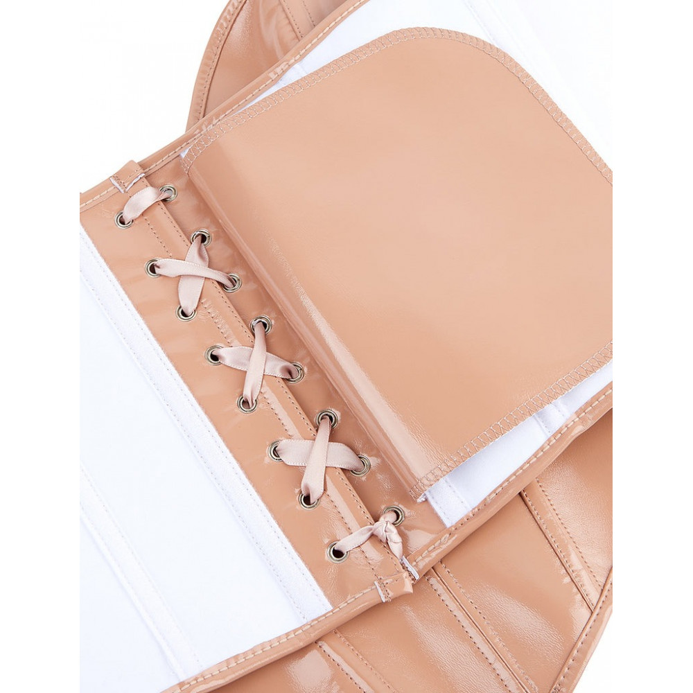 Різне - Корсет Star Night з лакованої шкіри, на шнурівці, бежевий, M (без коробки) 12