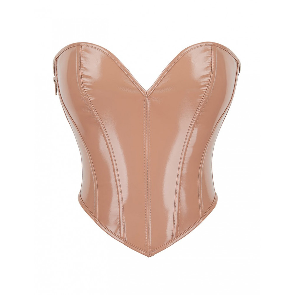 Різне - Корсет Star Night з лакованої шкіри, на шнурівці, бежевий, M (без коробки) 6