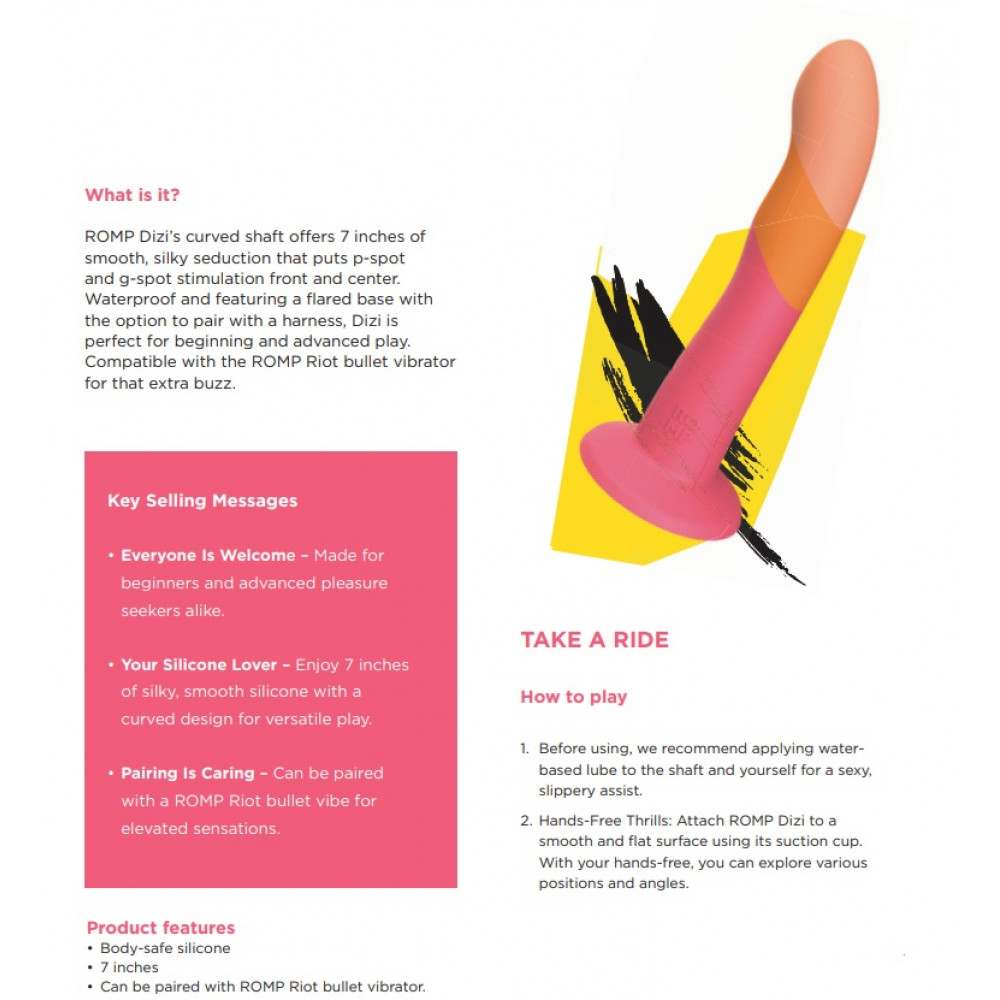 Різне - Насадка-фалоімітатор для страпону ROMP Dizi колір градієнт: від червоного до оранжевого 15