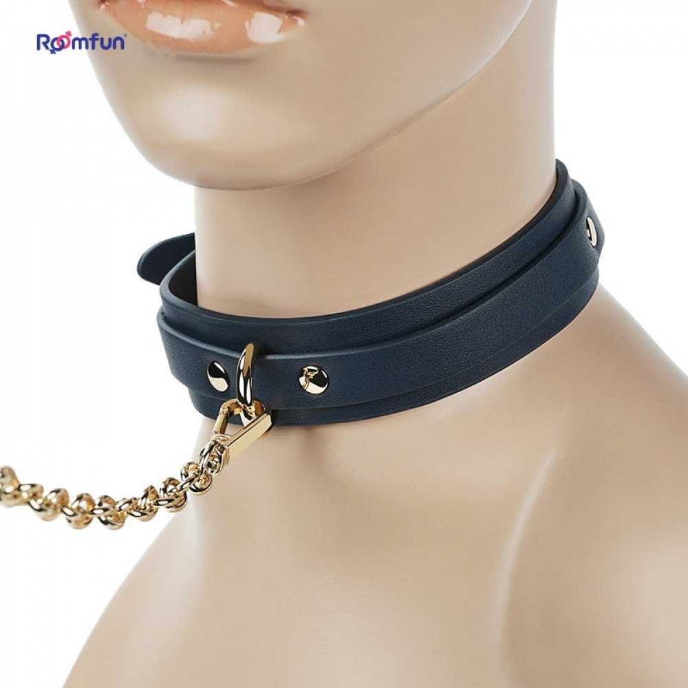 Різне - Нашийник з повідцем Romfun шкіряні, сині 2