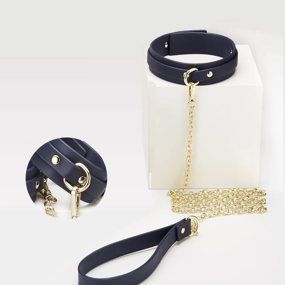 Різне - Нашийник з повідцем Romfun шкіряні, сині 3