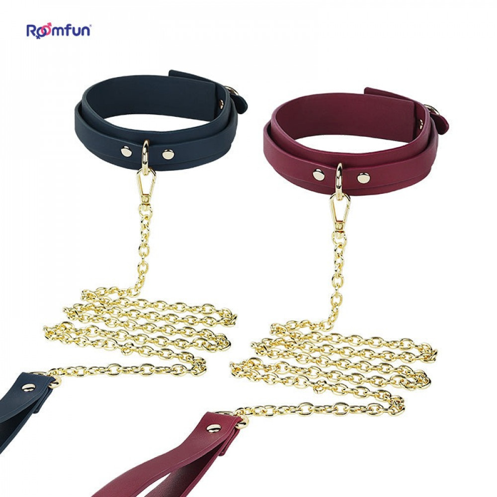 Різне - Нашийник з повідцем Romfun шкіряні, сині 8