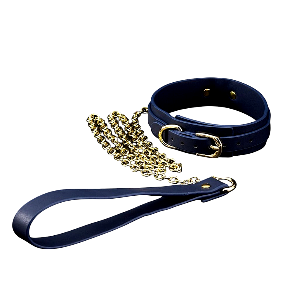 Різне - Нашийник з повідцем Romfun шкіряні, сині