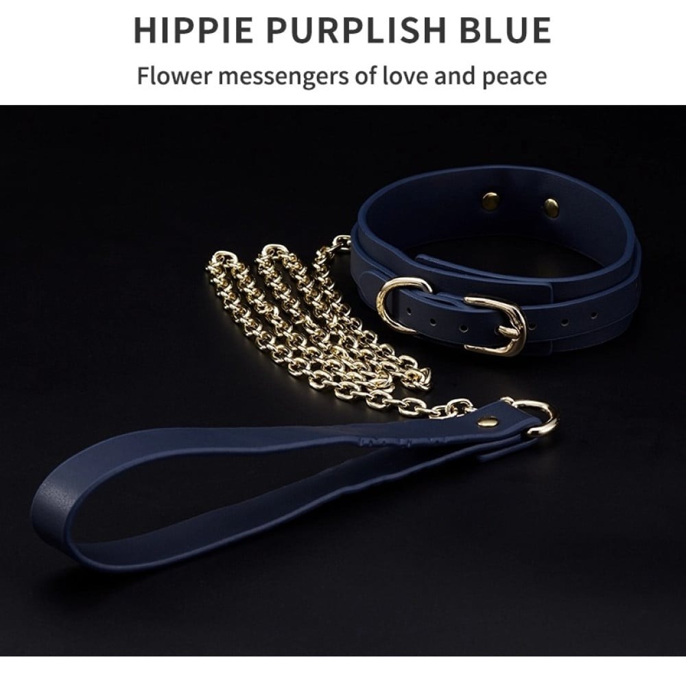 Різне - Нашийник з повідцем Romfun шкіряні, сині 9